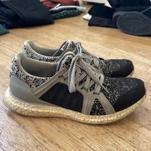 Adidas x Stella McCartney Ultra Boost sneakers in black and silver, size 7